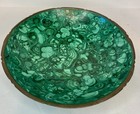 Healing Birds Eye Malachite Bowl Brass Trim 6in/15.24cm