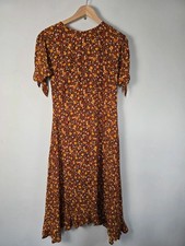 Faithful The Brand Emiia Midi Dress Chocolate Size 8 Floral Brown
