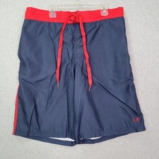 OP Ocean Pacific Men  s Sz M Board Shorts Swim Trunks Mesh Lined Navy Red