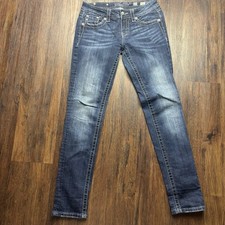 Miss Me Signature Skinny Jeans Sequin Angel Wing Pockets Dark Wash Size 27