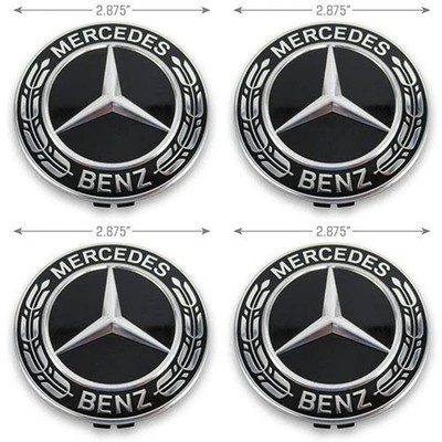 Center Caps Mercedes Benz A222400 22 00 Wheel OEM Black B C CL CLK E G R S SLK