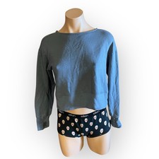 Athleta Girl Juniors Large 12 Blue Open Back Cropped Pullover Sweatshirt Flawed