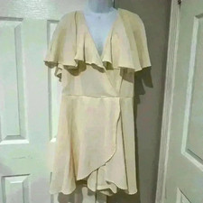 Fashion Nova Womens 1X Cream Romper Dress Flowy One Piece Curve Fit Cottagecore