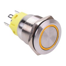 Yellow LED On-(on) Momentary 19mm Vandal Resistant Push Switch SPDT