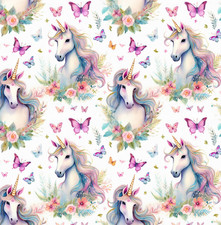 Unicorns & Butterflies! 100% Cotton Fabric NEW Design: Metres/Fat/Long Quarters