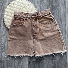 Vintage 90's jordache rust tan mini denim skirt womens size 27