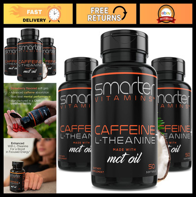 Caffeine Pills with L-Theanine and MCT Oil Energy Focus Softgels 3 Pack