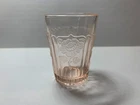 MAYFAIR OPEN ROSE WHISKEY SHOT GLASS PINK DEPRESSION ANCHOR HOCKING 1930s