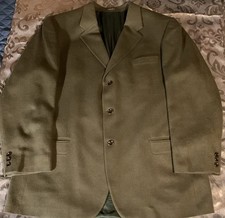 Saks Fifth Avenue Blazer Men's 50 Regular Loro Piana CamelHair Jacket Green