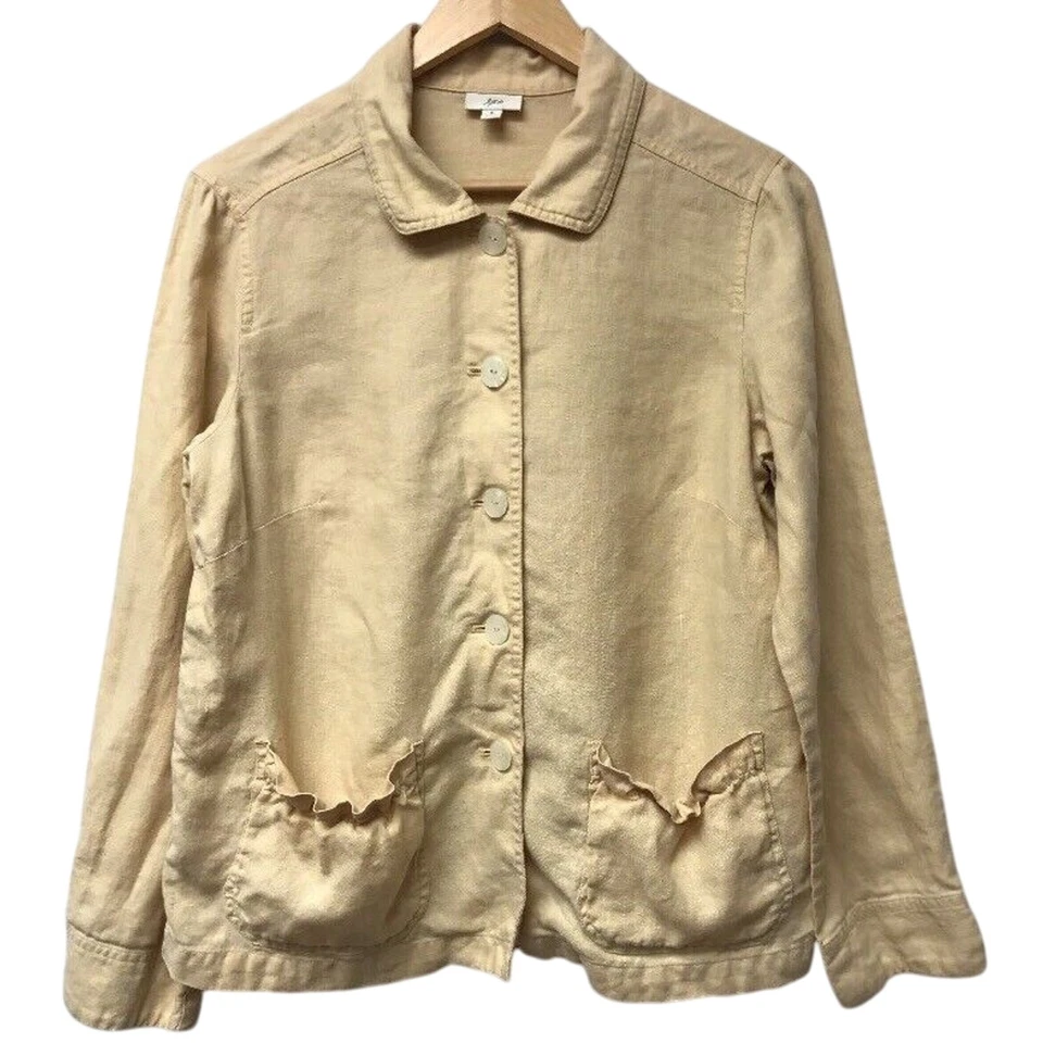J Jill Jacket Womens Small Linen Light Weight Blazer Yellow Pockets - Image 2 of 4