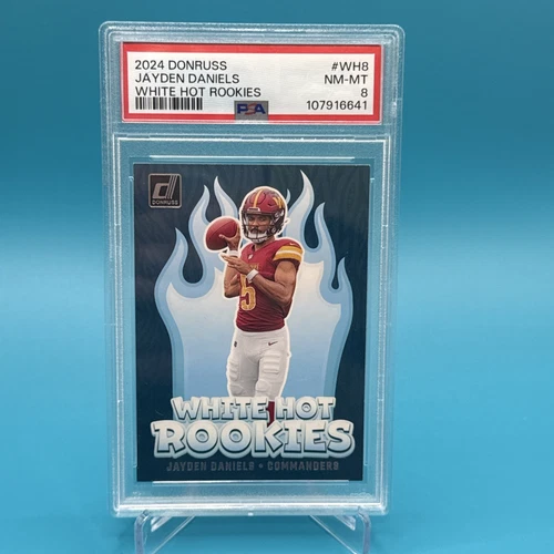 2024 PANINI DONRUSS WHITE HOT ROOKIES #WH8 JAYDEN DANIELS ROOKIE RC PSA 8