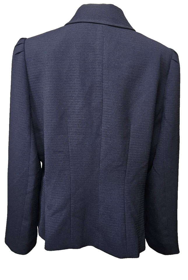 Blazer Tahari Arthur S. Levin azul marino con forro a rayas talla 14 Foto 2 de 4