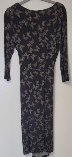 Oasis Ladies Black Dress With Butterfly Pattern Size S - Picture 2 of 4