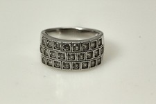 Three Rows CZ's 925 Sterling Silver Ring 5.9 Grams Size 7 RIN7843 