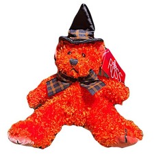 Vintage Russ Berrie Orange Bear Hocus Halloween Witch Plush Stuffed Animal 11"