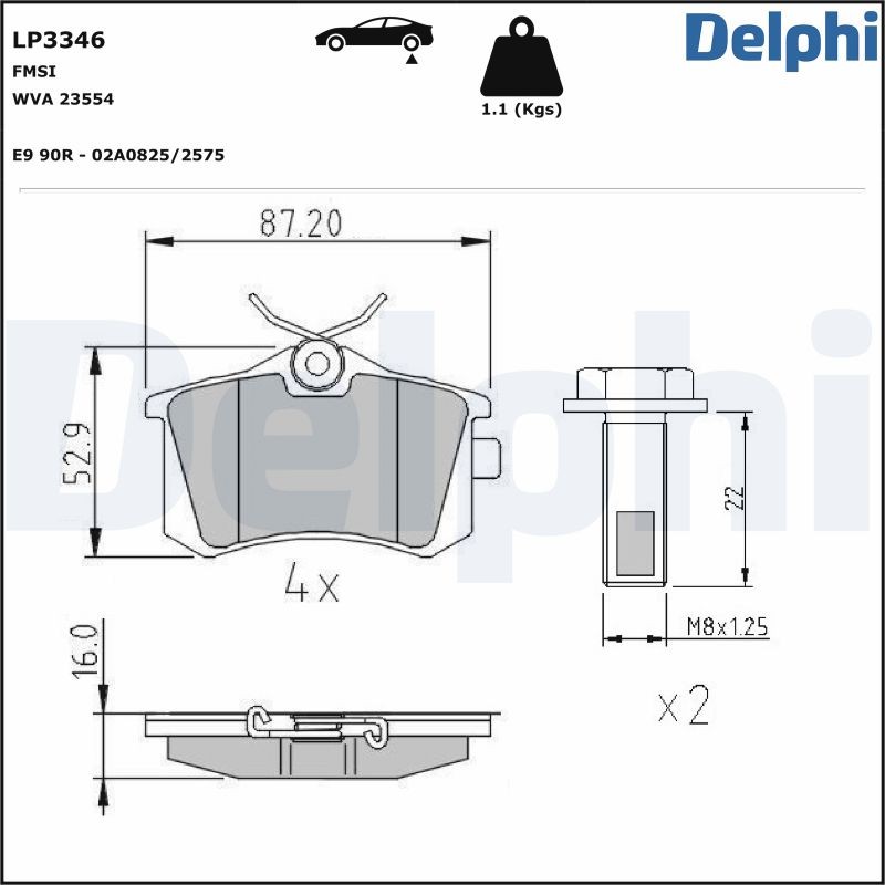 Kit plaquettes de frein DELPHI LP3346 pour remplacement de frein à disque