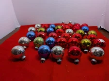 Vintage OLD Shiny Brite Mercury Solid Christmas Glass Ornaments Mixed Lot Of 36