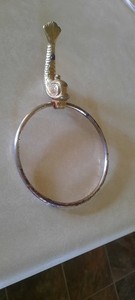 Vintage Brass Colored Koi Fish Towel Ring Rack Wall Mount Single Ring Pre Owned 