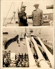 GA283 Approx 1910s Original Photo ADMIRAL PRATT USS CALIFORNIA BIPLANE CATAPULT