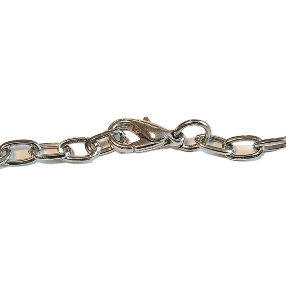 Silver Plated 7.25" Large Cable Chain Bracelet Soft Lightweight FREE RING Size 6 - Image 4 of 4