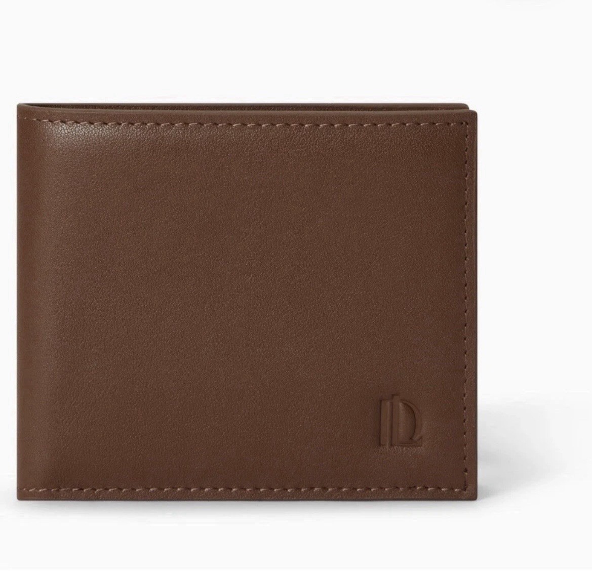Longvadon Bifold Brown Logo Embossing Organizer Credit Card Men's Wallet