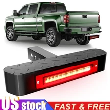 2'' Receiver Trailer Tow Hitch Step Bar W/ LED Brake Light Tailgate Bumper Guard