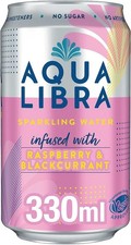 AQUA LIBRA Sparkling Sugar Free Water Raspberry & Blackcurrant 330ML Pack of 12