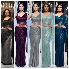 Saree Party Indian Wear Sari Designer Bollywood Blouse Wedding Ethnic Pakistani