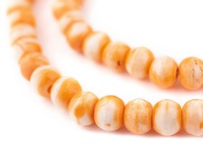 Orange Rustic Bone Mala Beads 8mm Nepal Round Large Hole 28 Inch Strand
