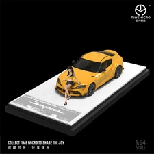 Time Micro 1:64 Model Car Toyota Supra A90 Yellow w/doll Alloy Die-Cast Vehicle