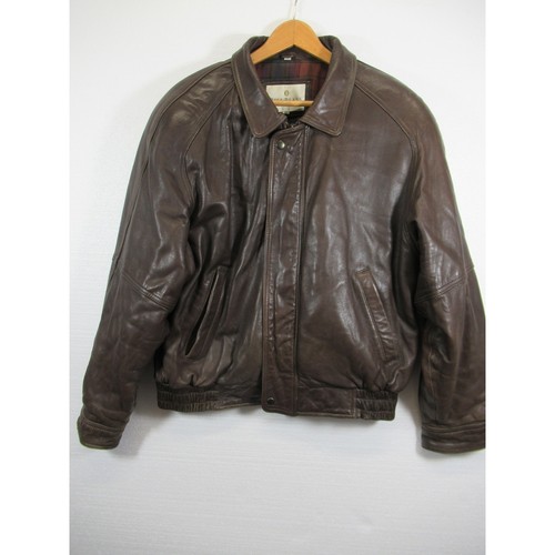 Vintage 90s Bill Blass Leather Bomber Jacket Men XL Brown - Image 1