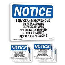 Service Animals Welcome No Pets Allowed OSHA Notice Sign Or Decal - 5 or 10 Pack