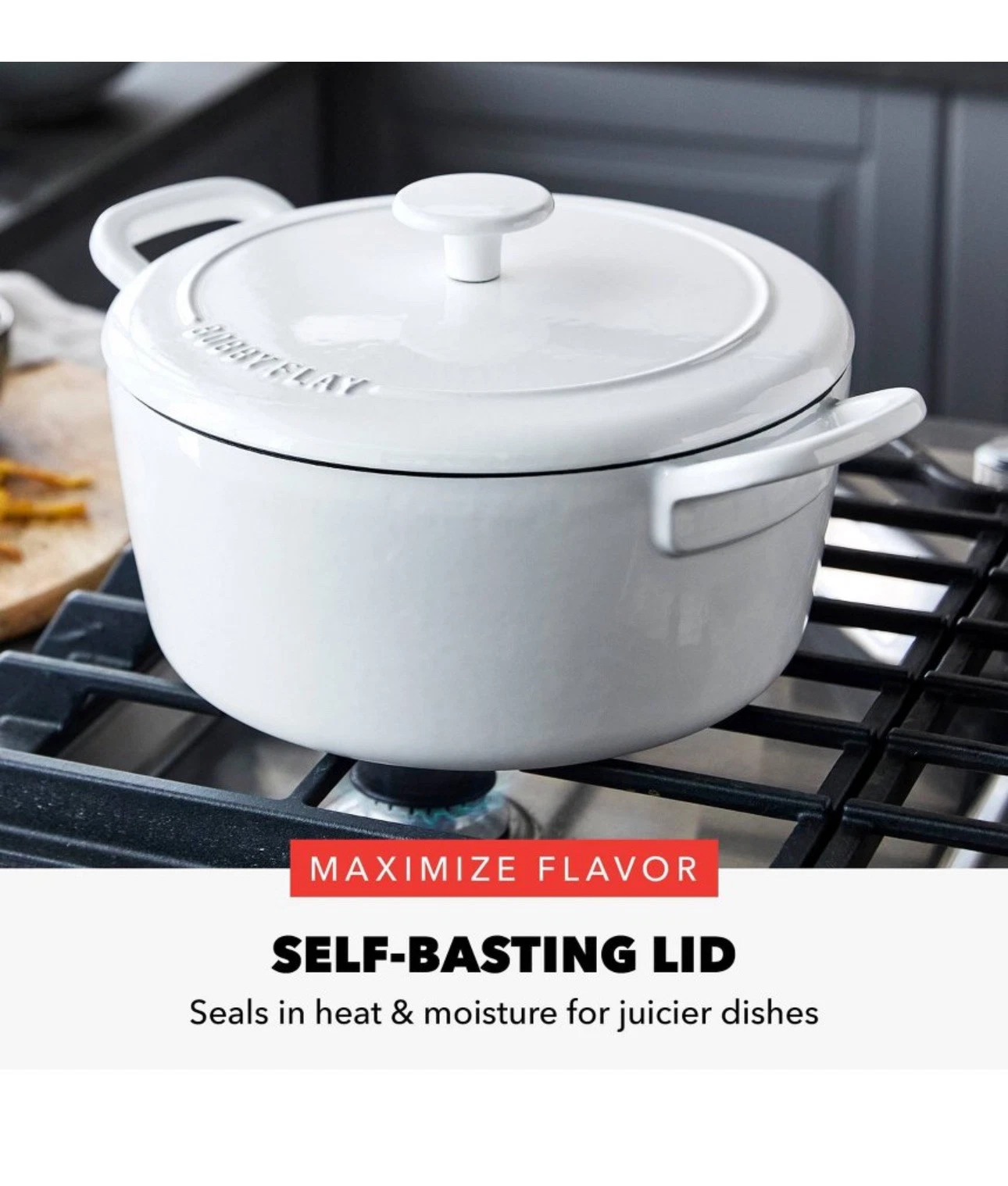 Bobby Flay 5.5qt Cast Enamel Dutch Oven Cream