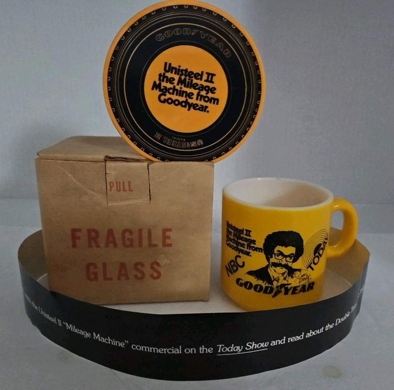 Rare Vintage Hazel-Atlas Advertising Mug TV Today Show NBC GoodYear Gene Shalit 