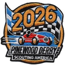 Scouting America Boy Scout BSA 3 inch 2026 Pinewood DERBY CAR Patches Badges NEW