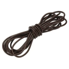 Round Leather Cord, 6mm x 5.5 Yards Full-Grain Leather String Rope, Brown