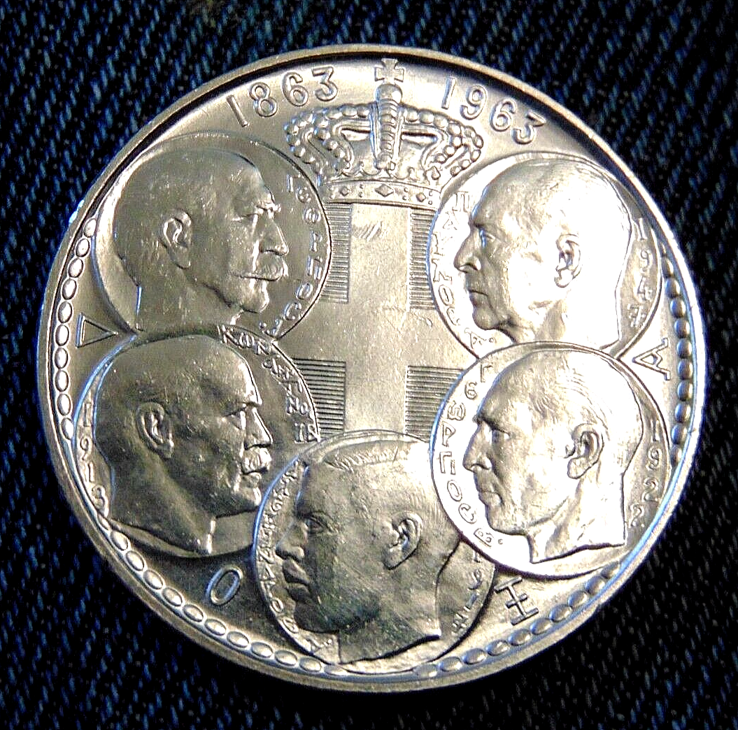 1963 Greece 30 Drachma 5 Kings Royal Dynasty Paul I World Silver