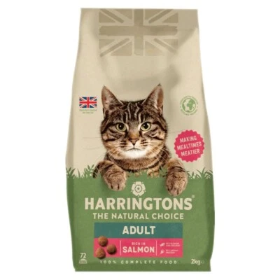 Harringtons Cat Food Adult Salmon 2kg Complete Dry Formulated Tasty Kibble Feed