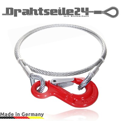 Stahlseil mit Haken und Kausche Güteklasse 8 DIN 1677-2 Ösenhaken Hebeseil
