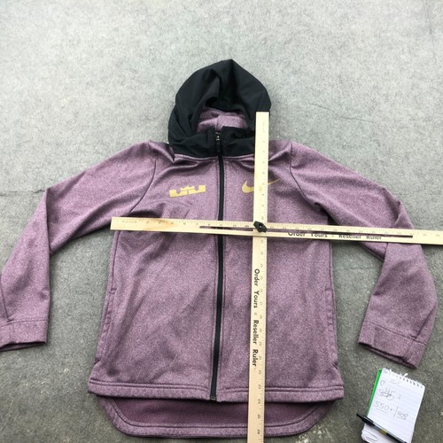 Nike Hoodie Girls XL Purple Lebron James Logo Spell Out Fleece Swoosh Hooded - Picture 10 of 12