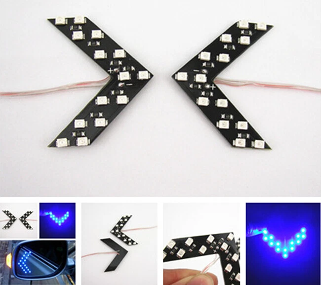 2x 14-SMD LED Arrow Panels for Car Side Mirror Turn Signal Indicator Lights Foto 2 de 4