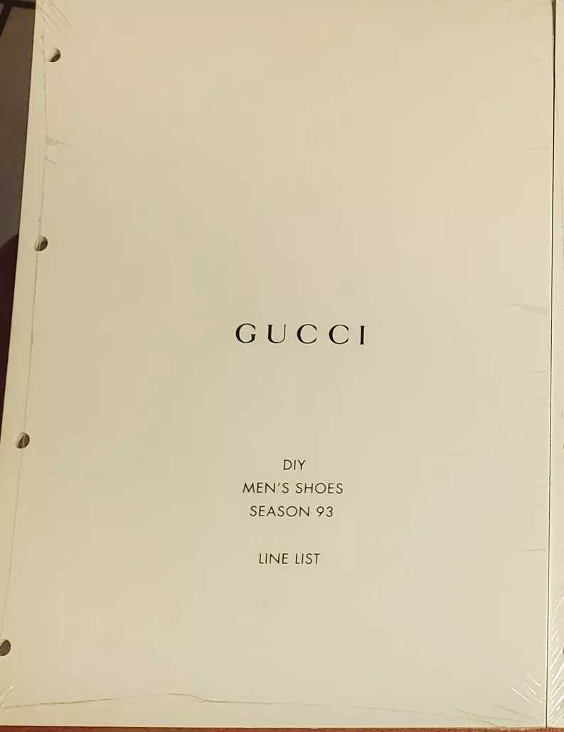 NEUF Gucci 2016 LISTE DE CHAUSSURES POUR HOMMES À FAIRE SOI MÊME ~ Scellé ~ 26 Pages ~ 11,75