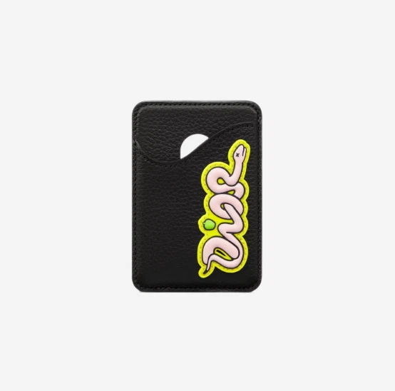 Porte cartes magnétique Dior x Kaws selle en veau grainé, noir