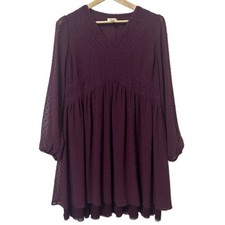 Matilda Jane Purple Swiss Dot Festive Boho Long Sleeve Peasant Dress Womens M