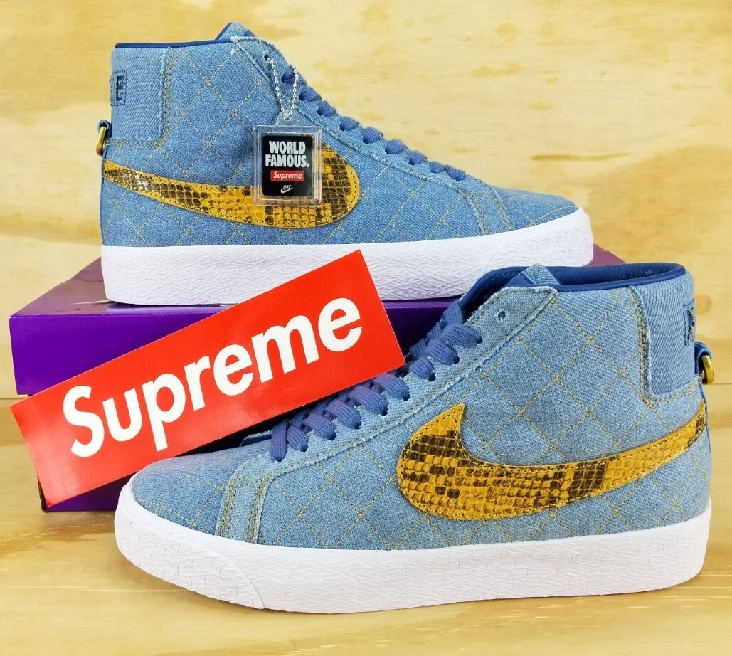Blazer Nike SB x Supreme Zoom Mid QS Denim 2022 DX8421 400 homme taille 7 Wmn 8,5