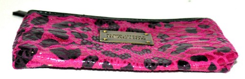 Kenneth Cole Reaction Key Coin Purse Zipper Pouch Pink Black Faux Snakeskin - Picture 3 of 5