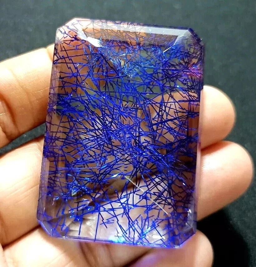 Rutilated Quartz Natural EMERALD Cut 219+Ct Blue Loose Gemstone EGL Certified - Image 2 of 4