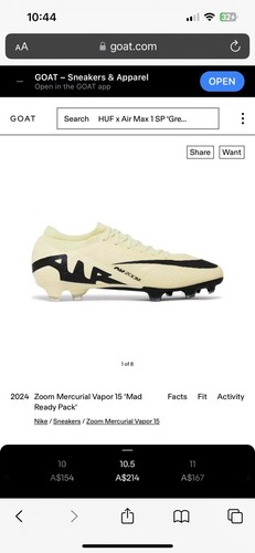Nike Air Zoom Vapor 15 Pro FG Mens Size US 10.5 Yellow Football Soccer Boots ✅ - Picture 15 of 16