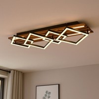 Deckenlampe Deckenleuchte Holzlampe Led Wohnzimmerlampe Schwarz 3 Stufen L 82 Cm
