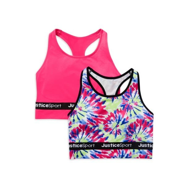 NWT Justice Girls Seamless sports Bras - 1 solid fushia/1 multi